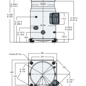 ابعاد کمپرسور SM100 اسکرال دانفوس