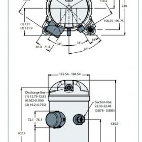 ابعاد کمپرسور HLM081 اسکرال دانفوس