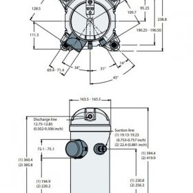 ابعاد کمپرسور HRM025 اسکرال دانفوس