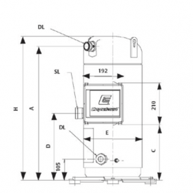 ابعاد کمپرسور اسکرال کوپلند ZR380 سه فاز