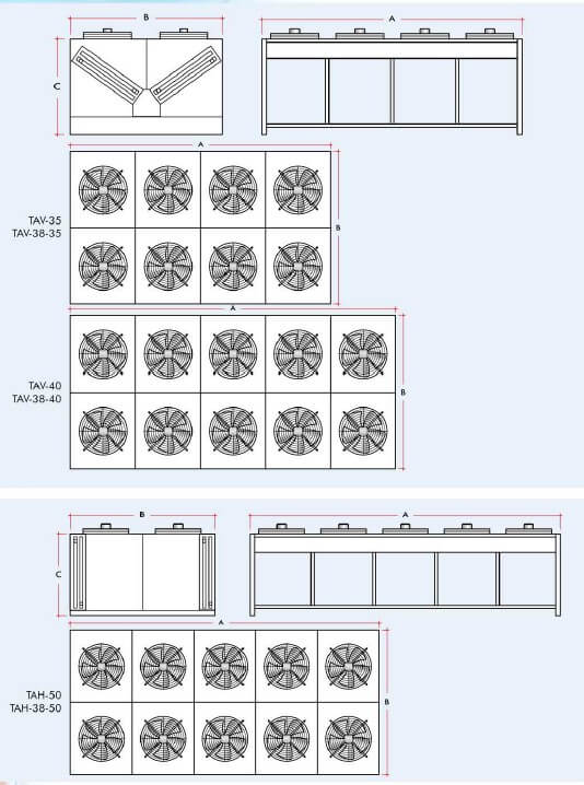 ابعاد کندانسور سری TA