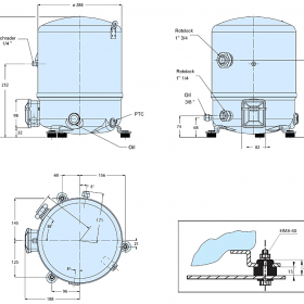 ابعاد کمپرسور NTZ096 منیروپ دانفوس