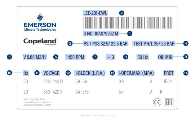 پلاک کمپرسور پیستونی کوپلند