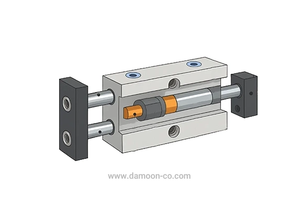 نمای داخلی جک راهنمادار پنوماتیک